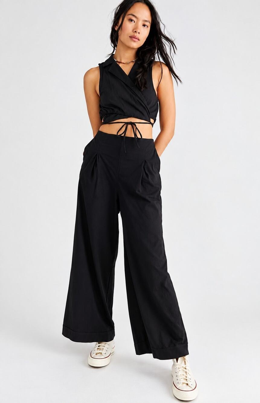 Free People Beach Sunday Funday Black Cotton Blend Jumpsuit Small - Picture 1 of 12